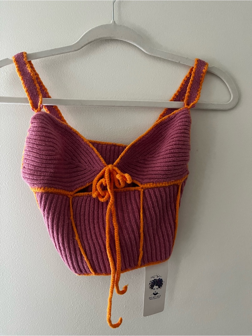BBWT Y2K Knit Crop Camisole in Mauve with Orange Trim